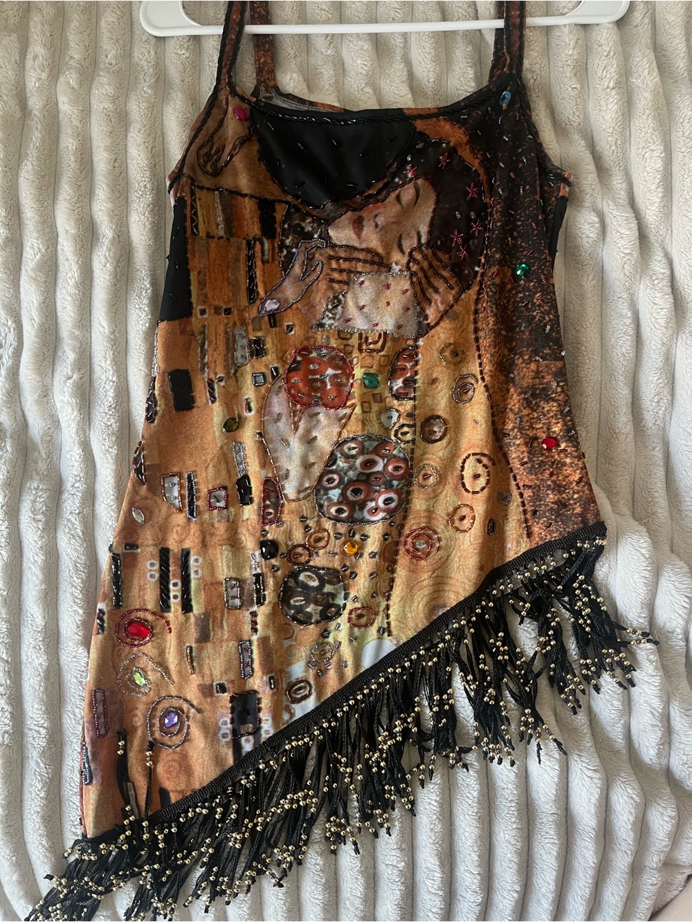 Asymmetric Beaded Fringe Klimt 'The Kiss' Embellished Top/Tunic - Picture 6 of 6